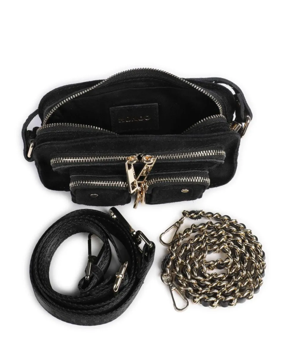 Suede Helena Umhängetasche aufgerautes Leder schwarz