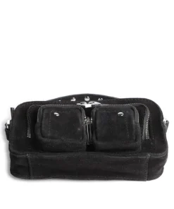 Suede Helena Umhängetasche aufgerautes Leder schwarz