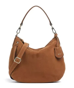 Suede Juna Small Beuteltasche aufgerautes Leder braun
