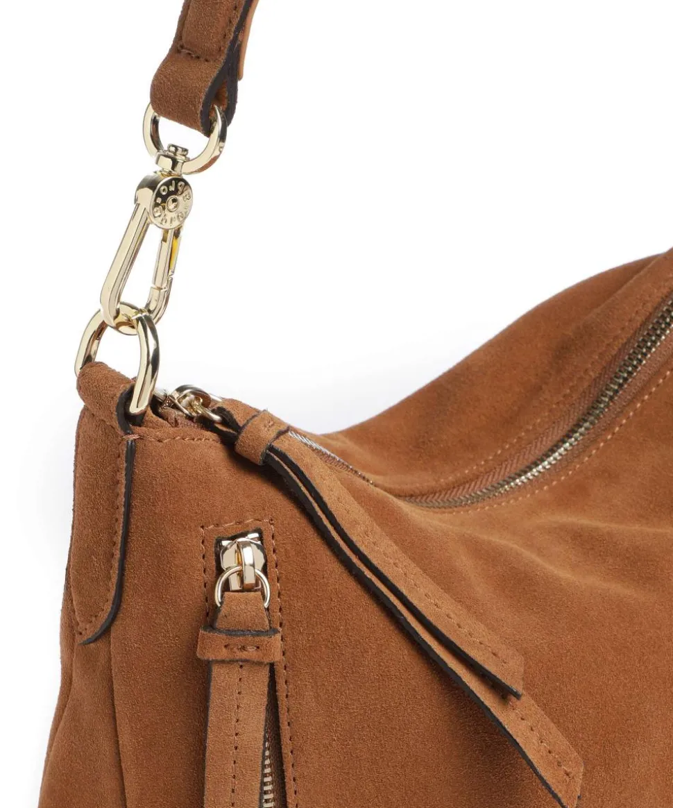 Suede Juna Small Beuteltasche aufgerautes Leder braun