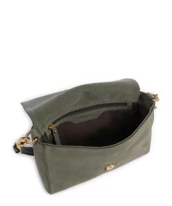 Suede Temi Schultertasche aufgerautes Leder khaki