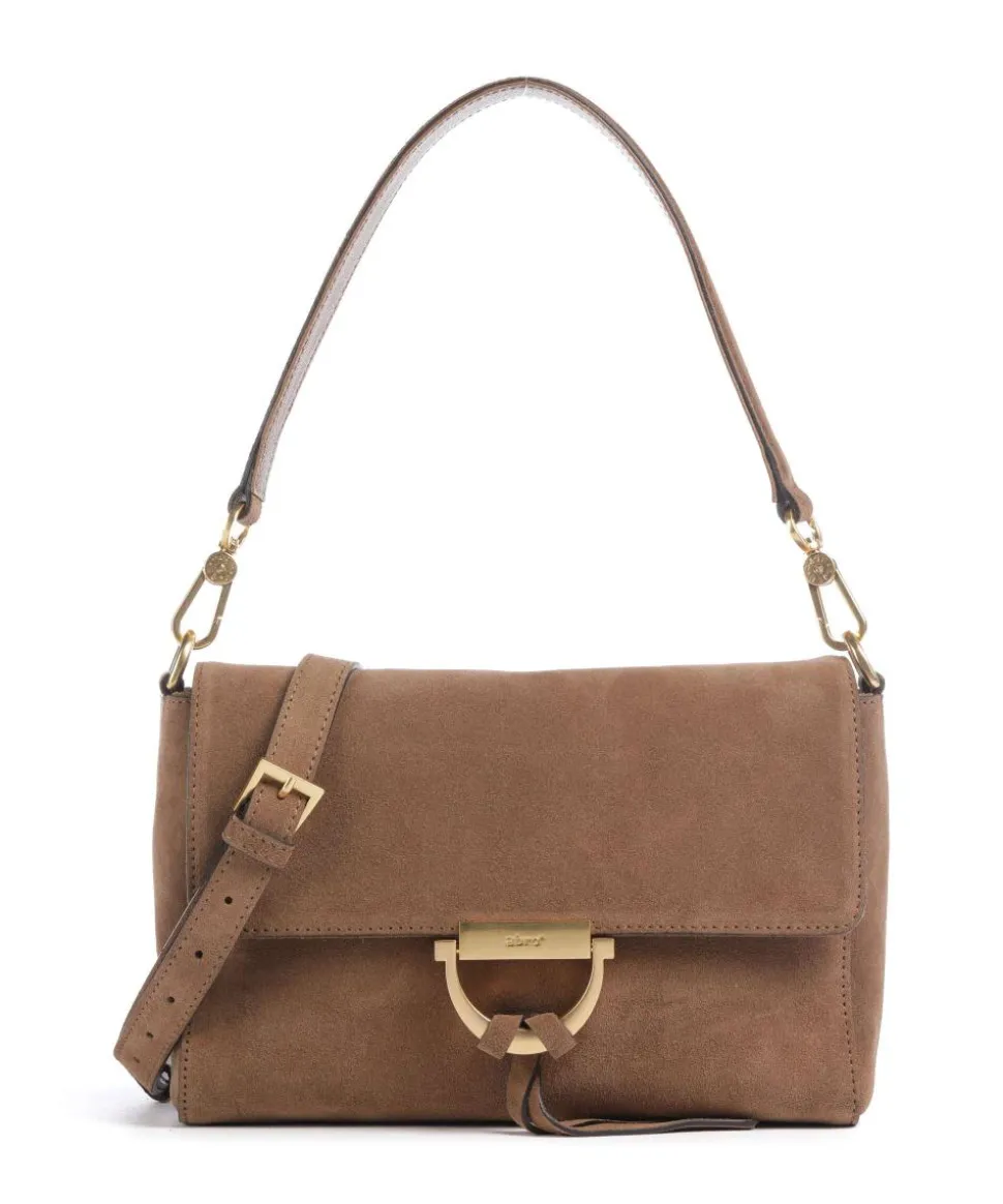 Suede Temi Schultertasche aufgerautes Leder camel