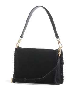 Suede Temi Stitch Schultertasche aufgerautes Leder schwarz