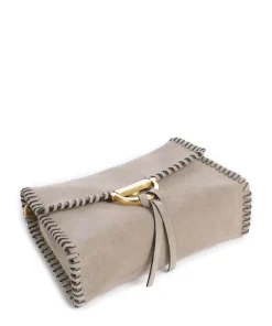 Suede Temi Stitch Schultertasche aufgerautes Leder beige