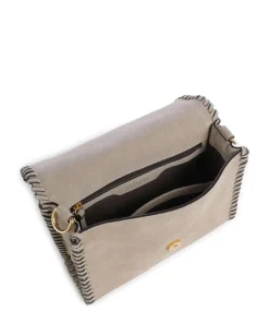 Suede Temi Stitch Schultertasche aufgerautes Leder beige