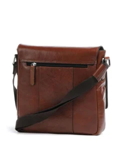 Swiss Cottage Clint Umhängetasche genarbtes Leder cognac