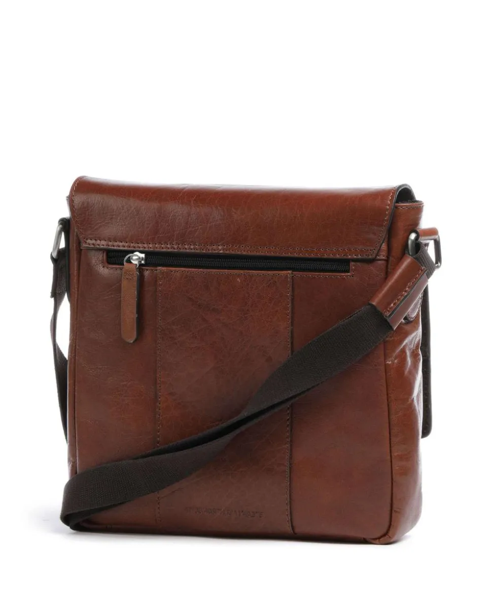 Swiss Cottage Clint Umhängetasche genarbtes Leder cognac