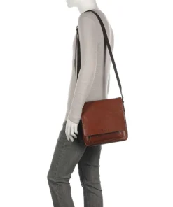 Swiss Cottage Clint Umhängetasche genarbtes Leder cognac