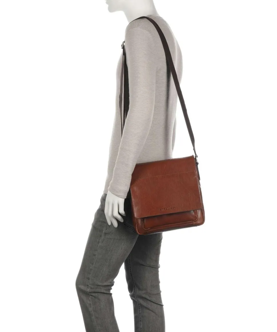 Swiss Cottage Clint Umhängetasche genarbtes Leder cognac