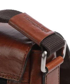 Swiss Cottage Clint Umhängetasche genarbtes Leder cognac