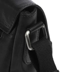 Swiss Cottage Clint Umhängetasche genarbtes Leder schwarz