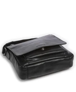 Swiss Cottage Clint Umhängetasche genarbtes Leder schwarz