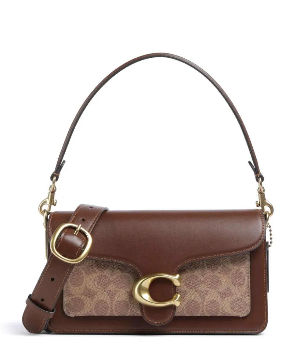 Tabby 26 Schultertasche Canvas, Kalbsleder dunkelbraun