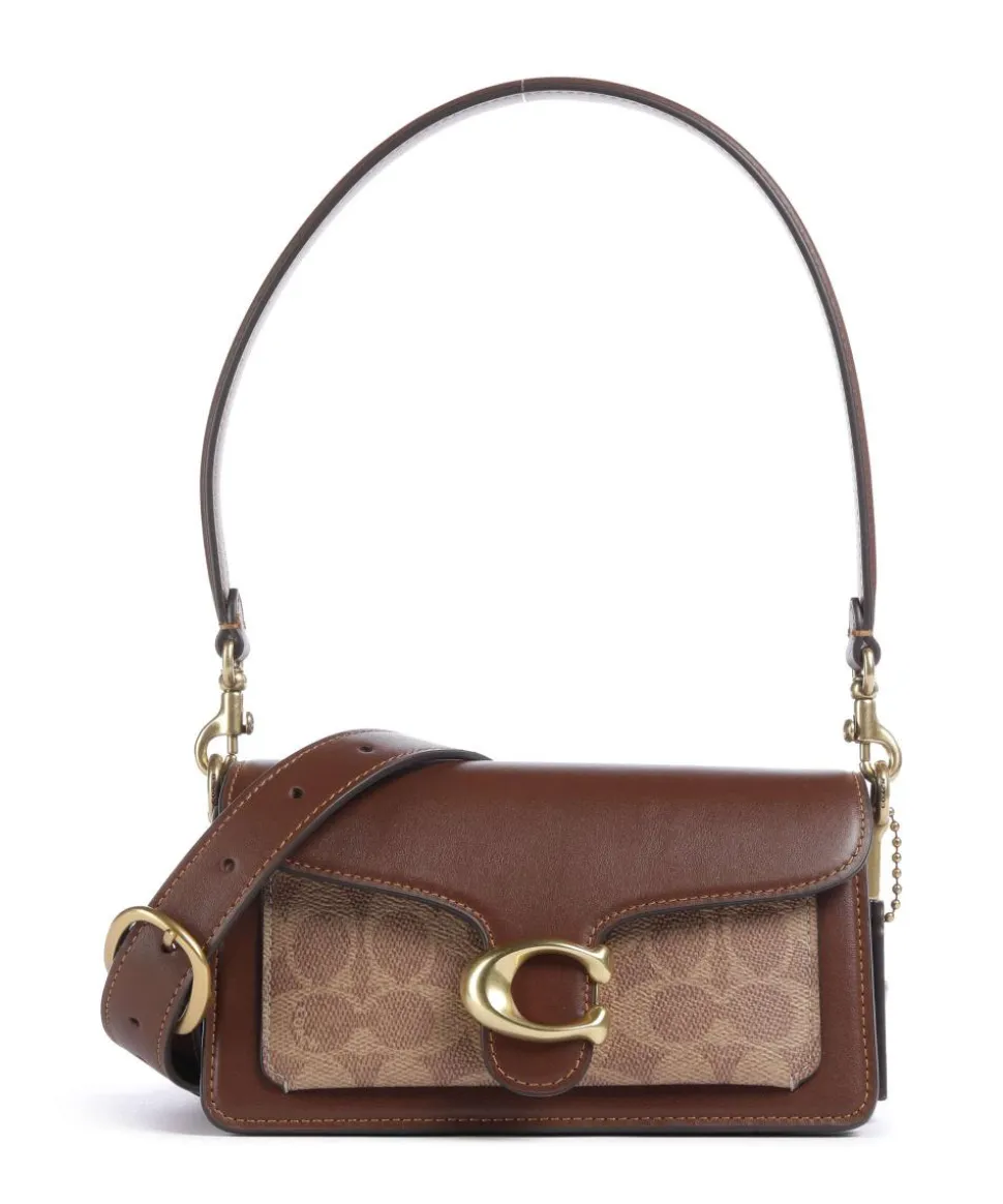 Tabby 20 Schultertasche fein genarbtes Rindsleder, Canvas dunkelbraun