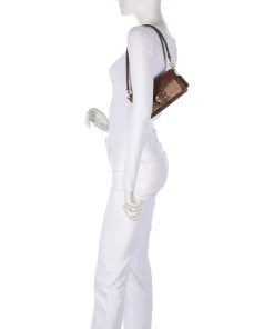 Tabby 20 Schultertasche fein genarbtes Rindsleder, Canvas dunkelbraun