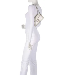 Tabby 20 Schultertasche fein genarbtes Rindsleder, Canvas creme