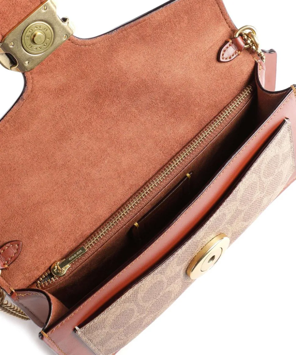 Tabby Chain Umhängetasche fein genarbtes Rindsleder, Canvas braun/beige