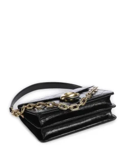 Tabby Quilted Glazed Schultertasche fein genarbtes Leder schwarz