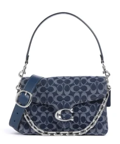 Tabby Signature Chain Schultertasche Baumwolle dunkelblau