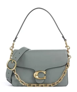 Tabby Soft Chain Schultertasche fein genarbtes Leder graugrün