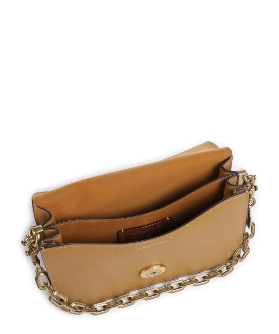 Tabby Soft Chain Schultertasche fein genarbtes Leder hellbraun