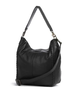 Tailors Stitch Schultertasche genarbtes Leder schwarz