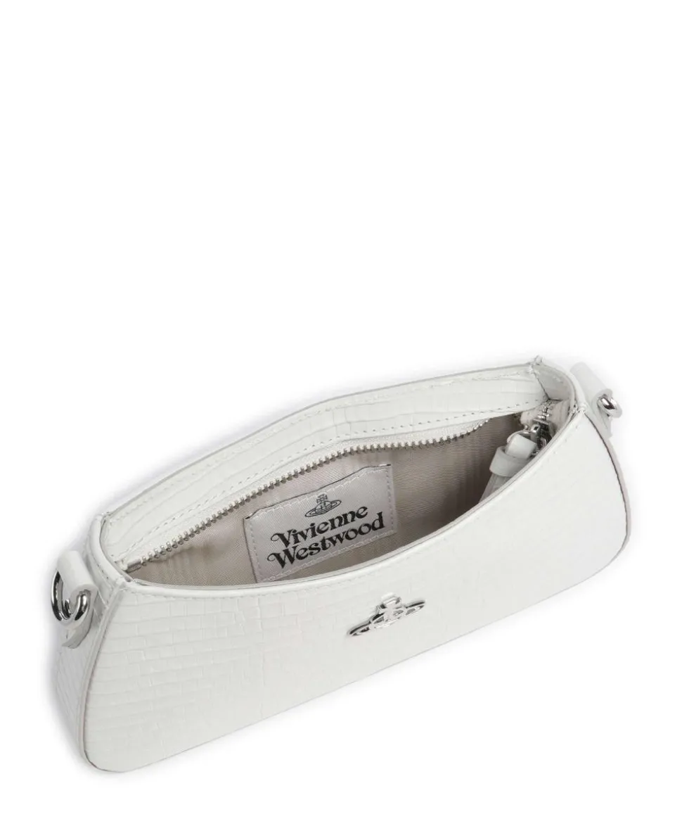 Tasha Embossed Croc Mini Schultertasche geprägtes Kalbsleder weiß