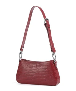 Tasha Embossed Croc Mini Schultertasche geprägtes Kalbsleder dunkelrot