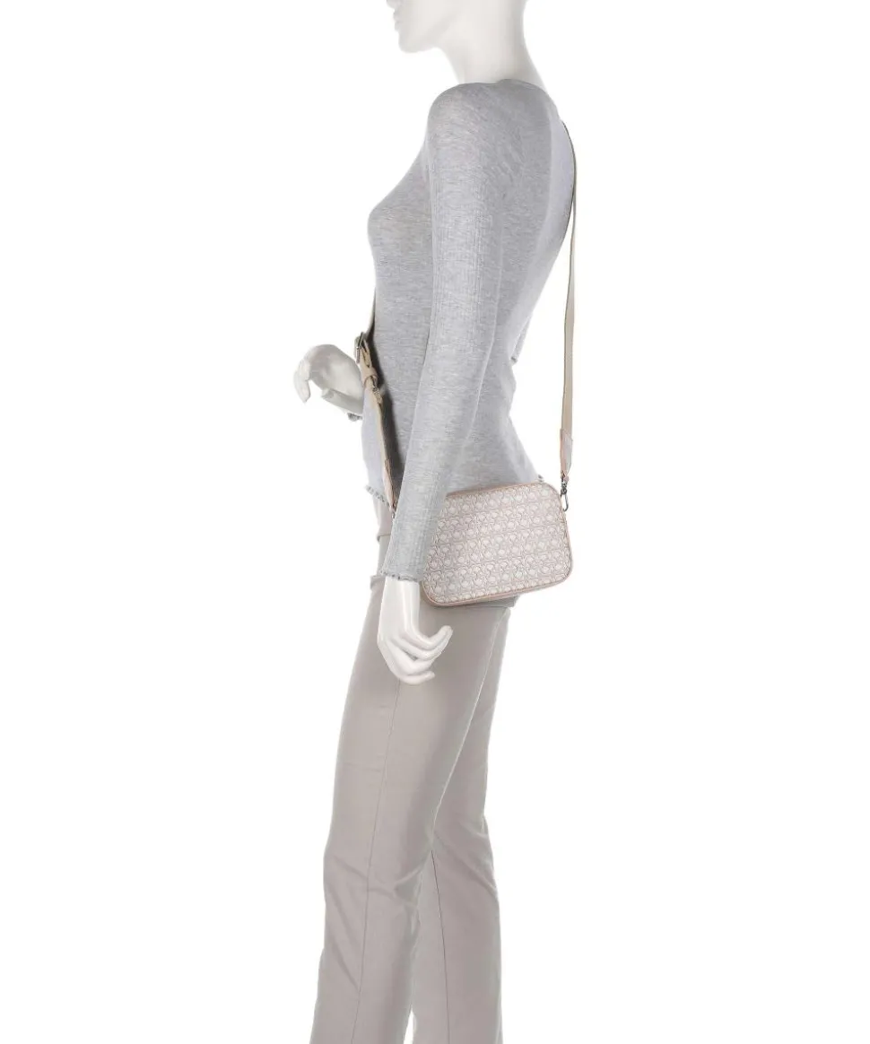 Tebe Monogram Umhängetasche genarbtes Leder, Baumwolle altrosa