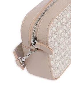 Tebe Monogram Umhängetasche genarbtes Leder, Baumwolle altrosa