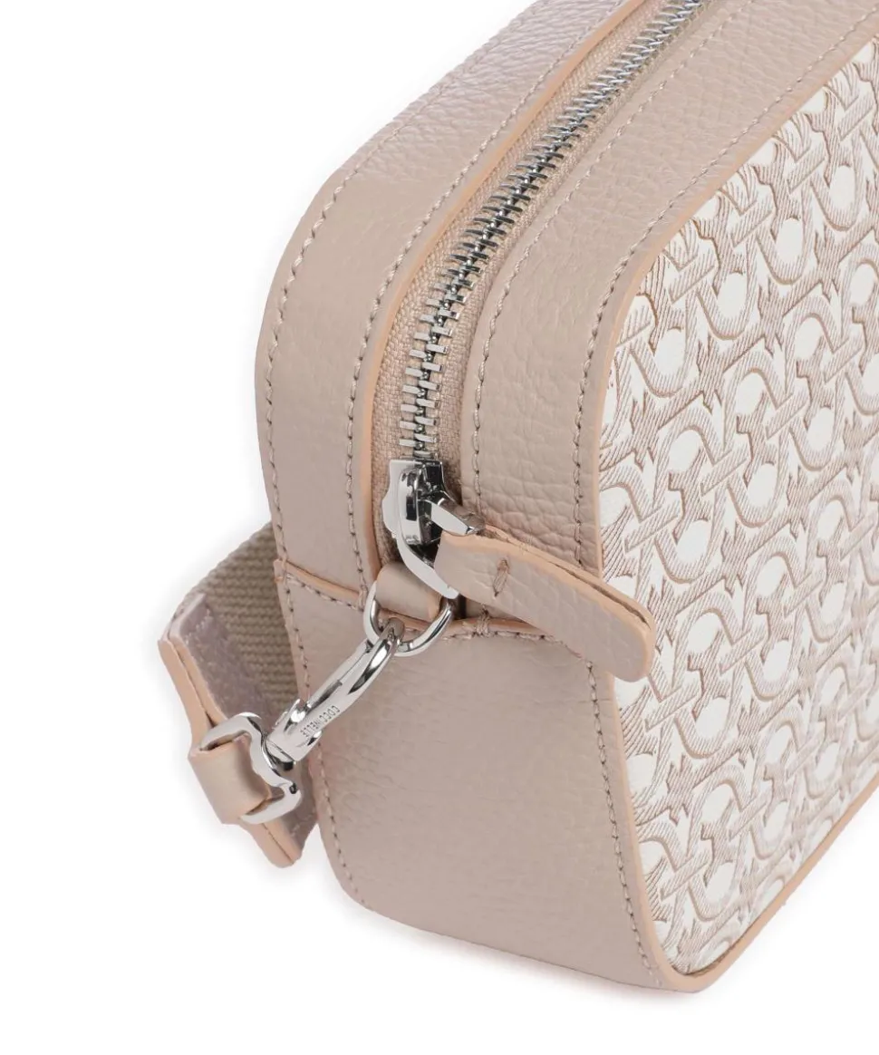 Tebe Monogram Umhängetasche genarbtes Leder, Baumwolle altrosa