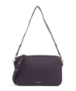 Tebe Schultertasche genarbtes Rindsleder pflaume