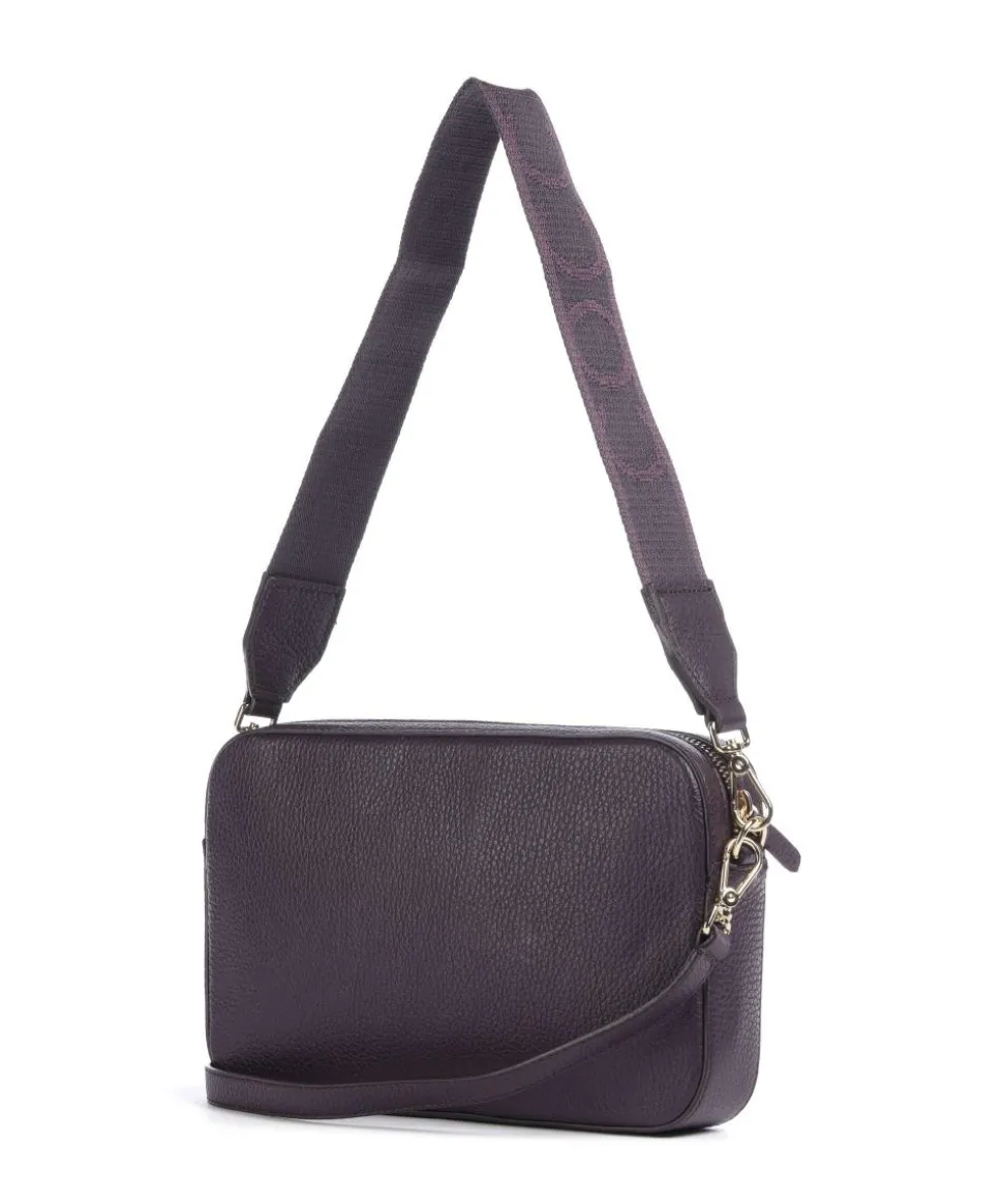 Tebe Schultertasche genarbtes Rindsleder pflaume