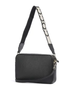 Tebe Schultertasche genarbtes Rindsleder schwarz