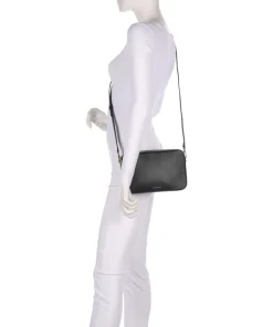 Tebe Schultertasche genarbtes Rindsleder schwarz