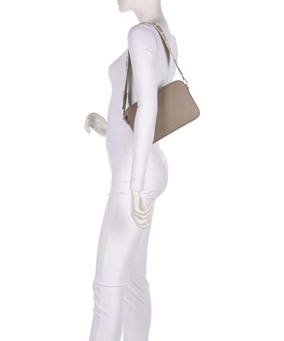 Tebe Schultertasche genarbtes Rindsleder taupe