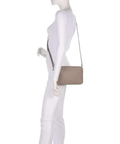 Tebe Schultertasche genarbtes Rindsleder taupe