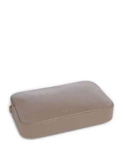 Tebe Schultertasche genarbtes Rindsleder taupe