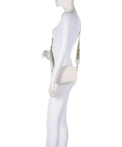 Tebe Umhängetasche genarbtes Leder weiß