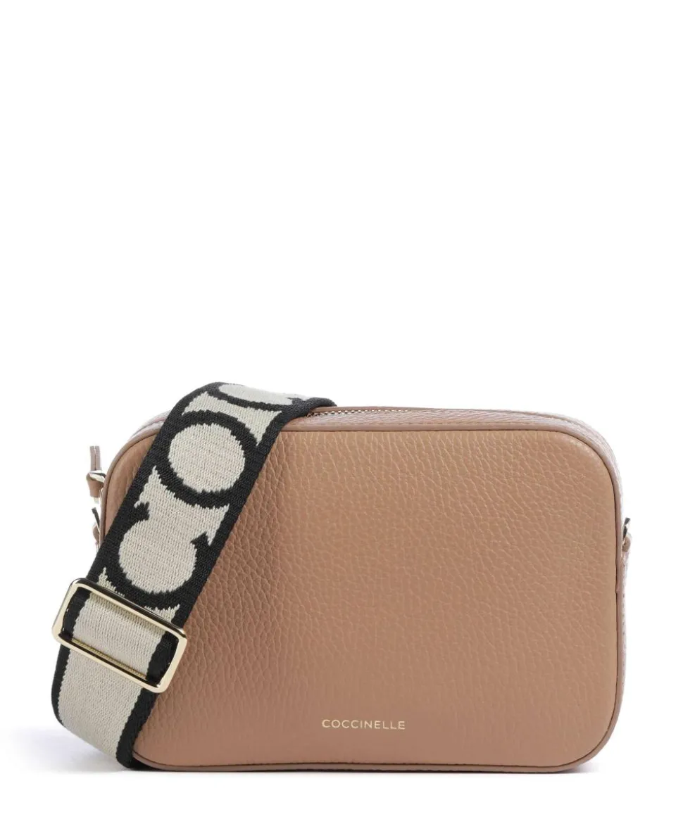 Tebe Umhängetasche genarbtes Leder hellbraun