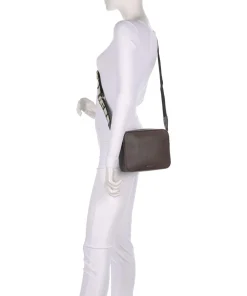 Tebe Umhängetasche genarbtes Leder dunkelbraun