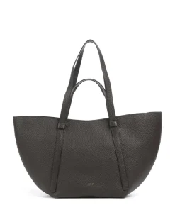 Tekla Cosmo Large Shopper genarbtes Leder dunkelbraun