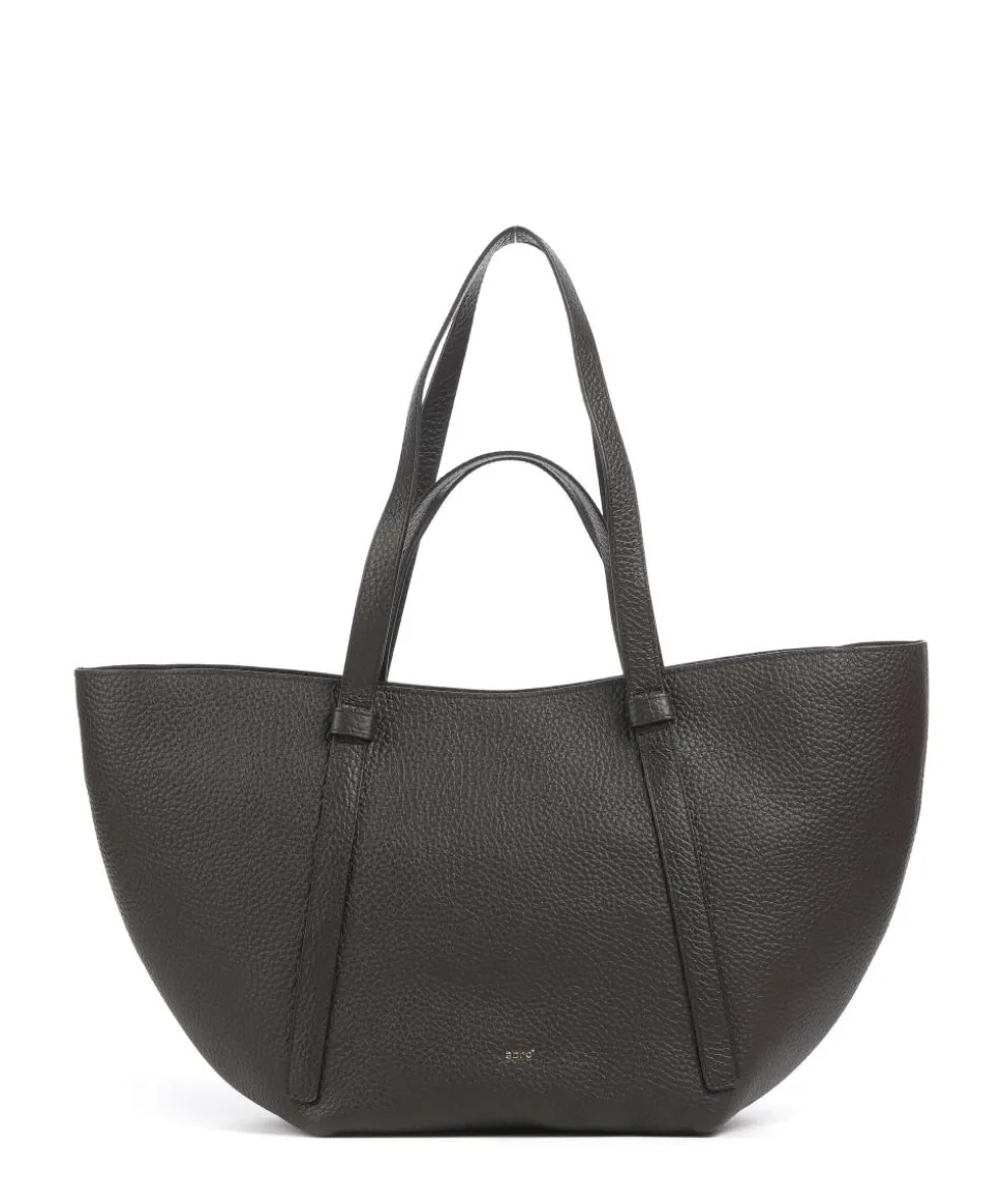 Tekla Cosmo Large Shopper genarbtes Leder dunkelbraun