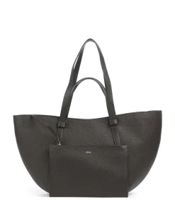 Tekla Cosmo Large Shopper genarbtes Leder dunkelbraun