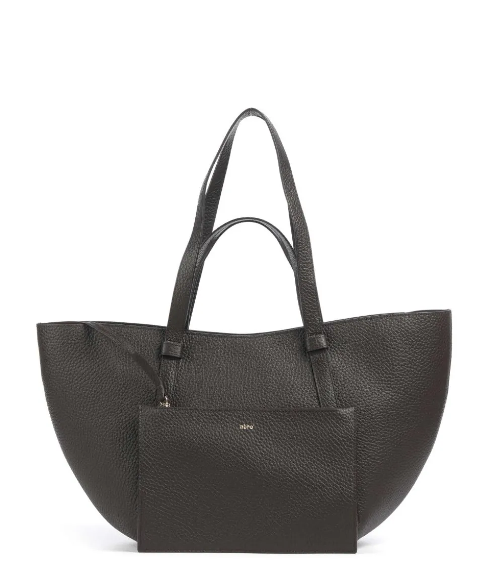 Tekla Cosmo Large Shopper genarbtes Leder dunkelbraun