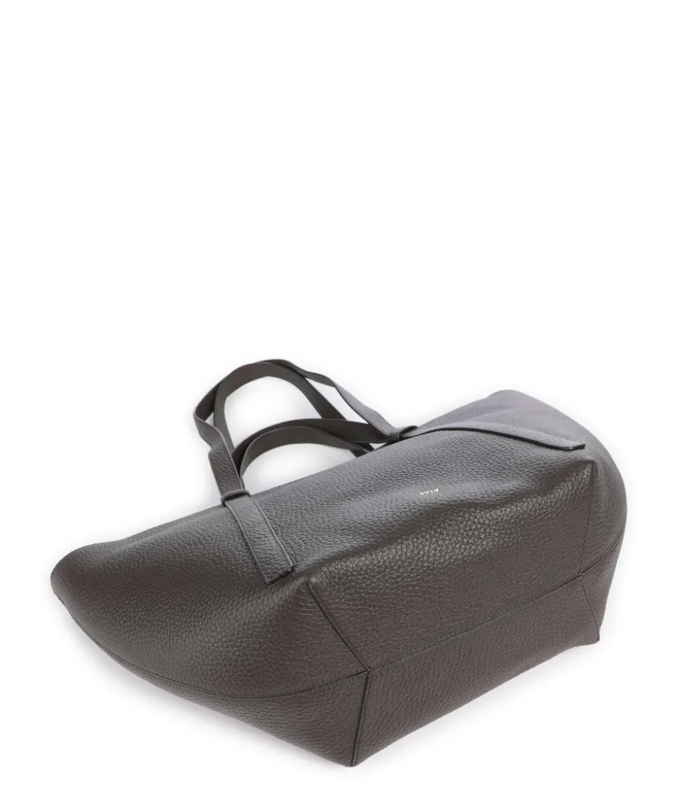 Tekla Cosmo Large Shopper genarbtes Leder dunkelbraun