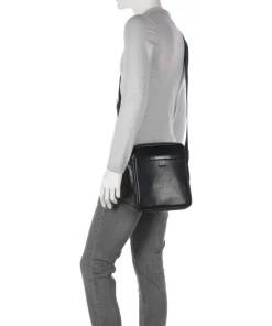 Treviso Remus Umhängetasche fein genarbtes Rindsleder schwarz