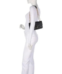 Tribeca Schultertasche fein genarbtes Leder schwarz