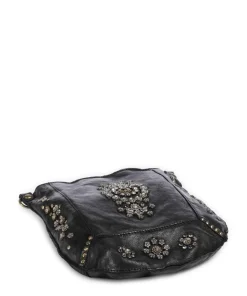 Umhängetasche fein genarbtes Rindsleder schwarz