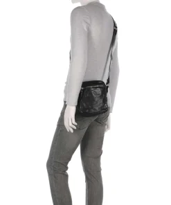 Umhängetasche fein genarbtes Rindsleder schwarz